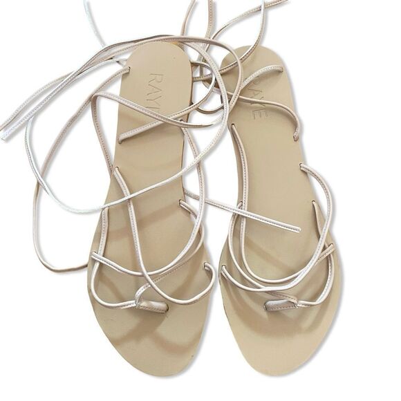 Raye Siam Sandals Nude shoes lace up strappy flats Revolve Sz 10 - Picture 8 of 8